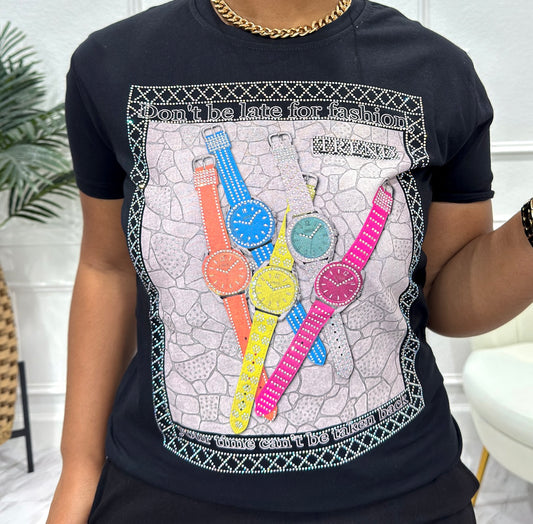 DON'T BE LATE FOR FASHION 3D GRAPHIC T-SHIRT