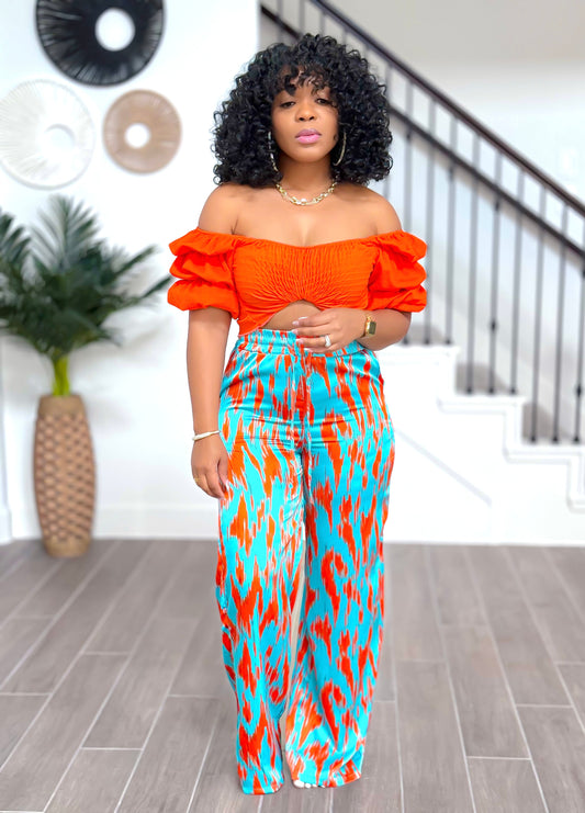 Summer SATIN WIDE LEG PANTS