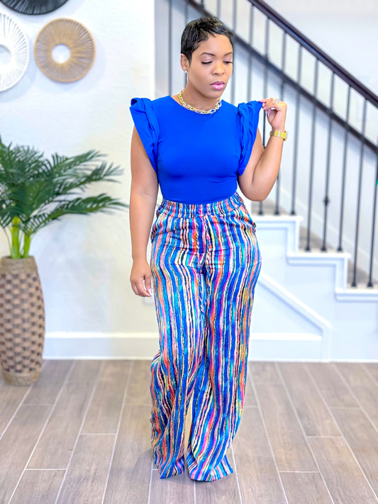 SUMMER SATIN WIDE LEG PANTS