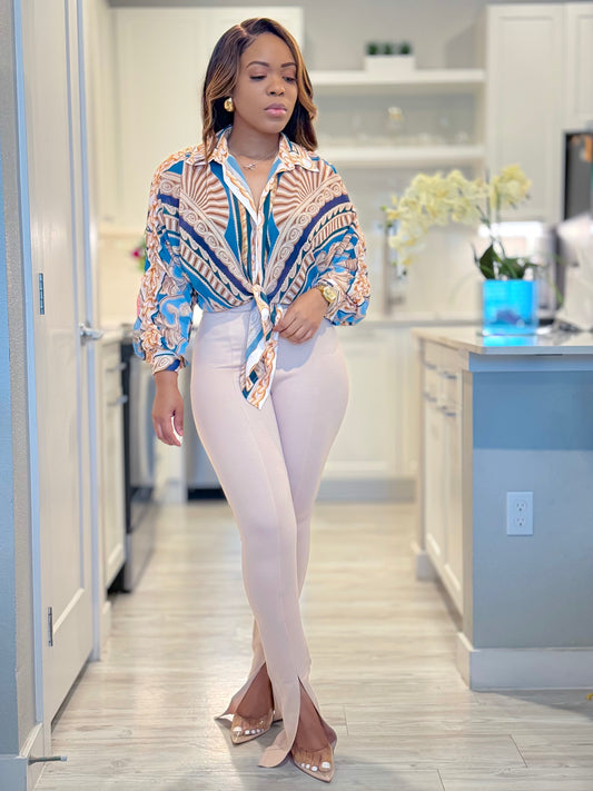 SHEER GEOMETRIC PATTERN SHIRT