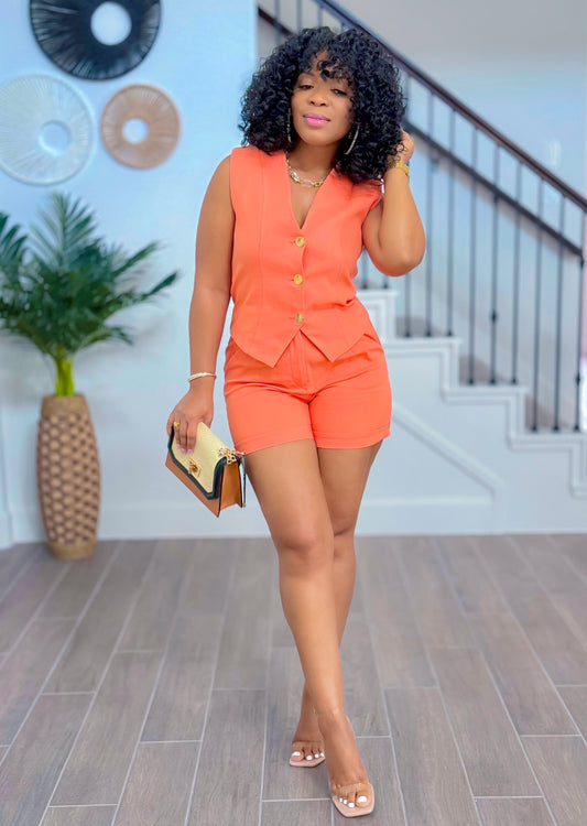 NICE GIRL VEST SHORTS SET