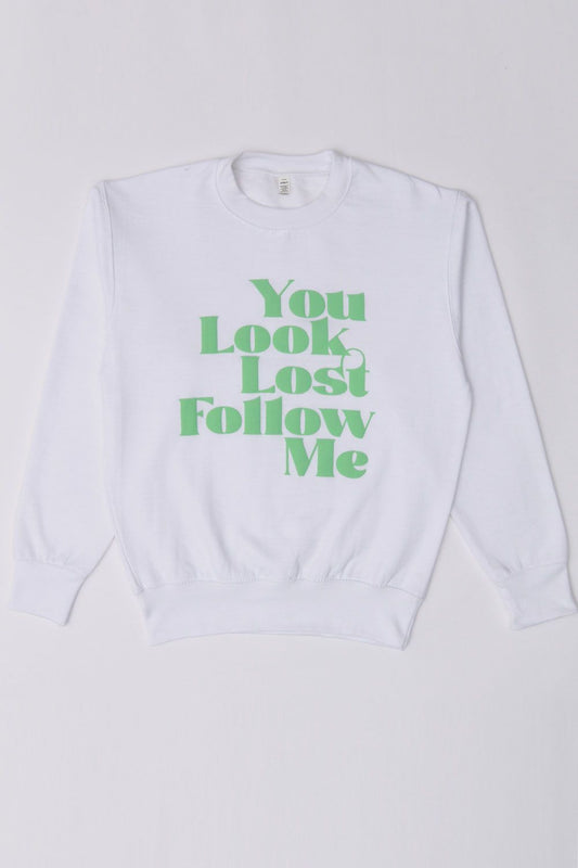 FOLLOW ME 3D PRINT SWEATSHIRT (WHITE).