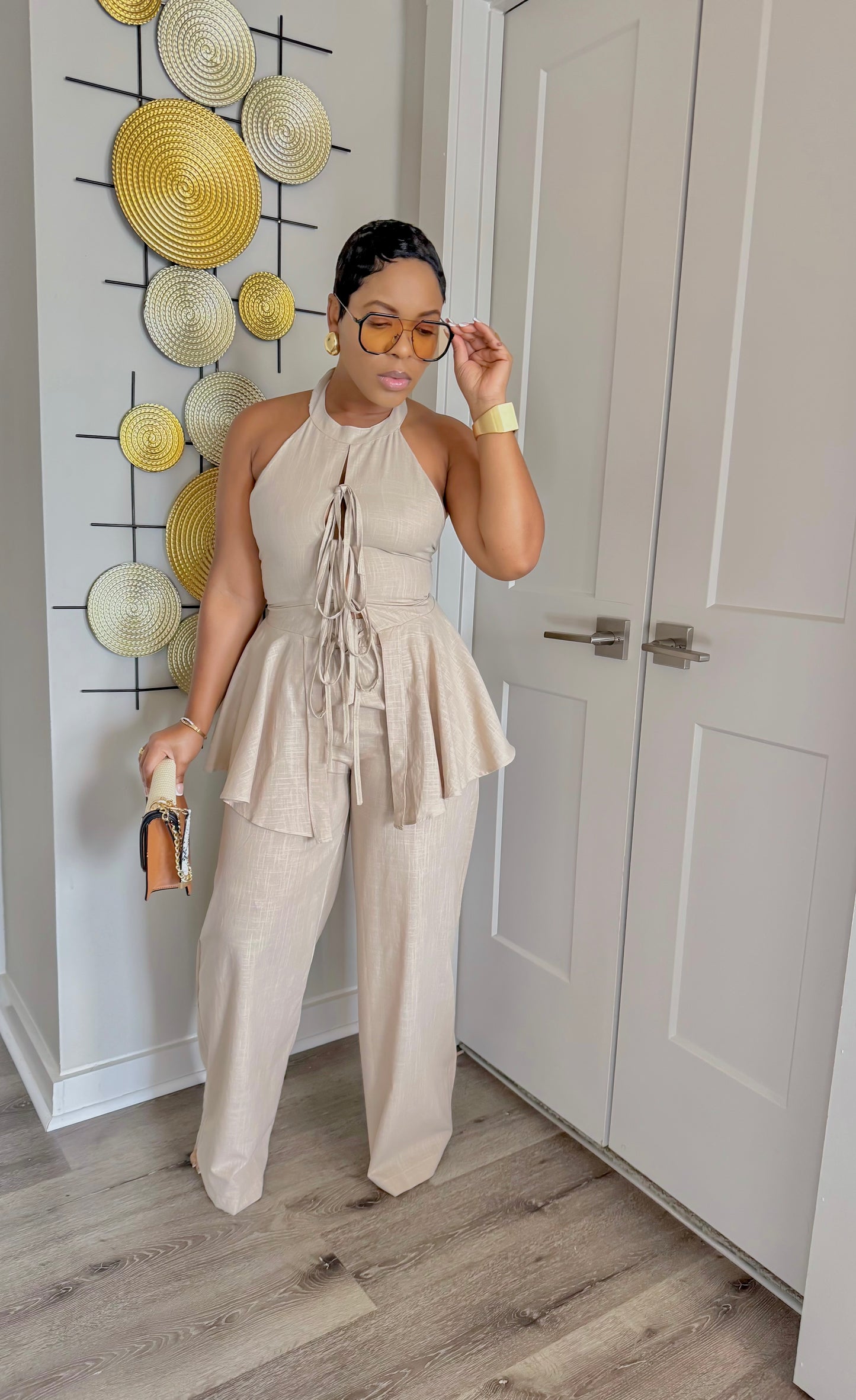 Ashley 2 piece linen pants set