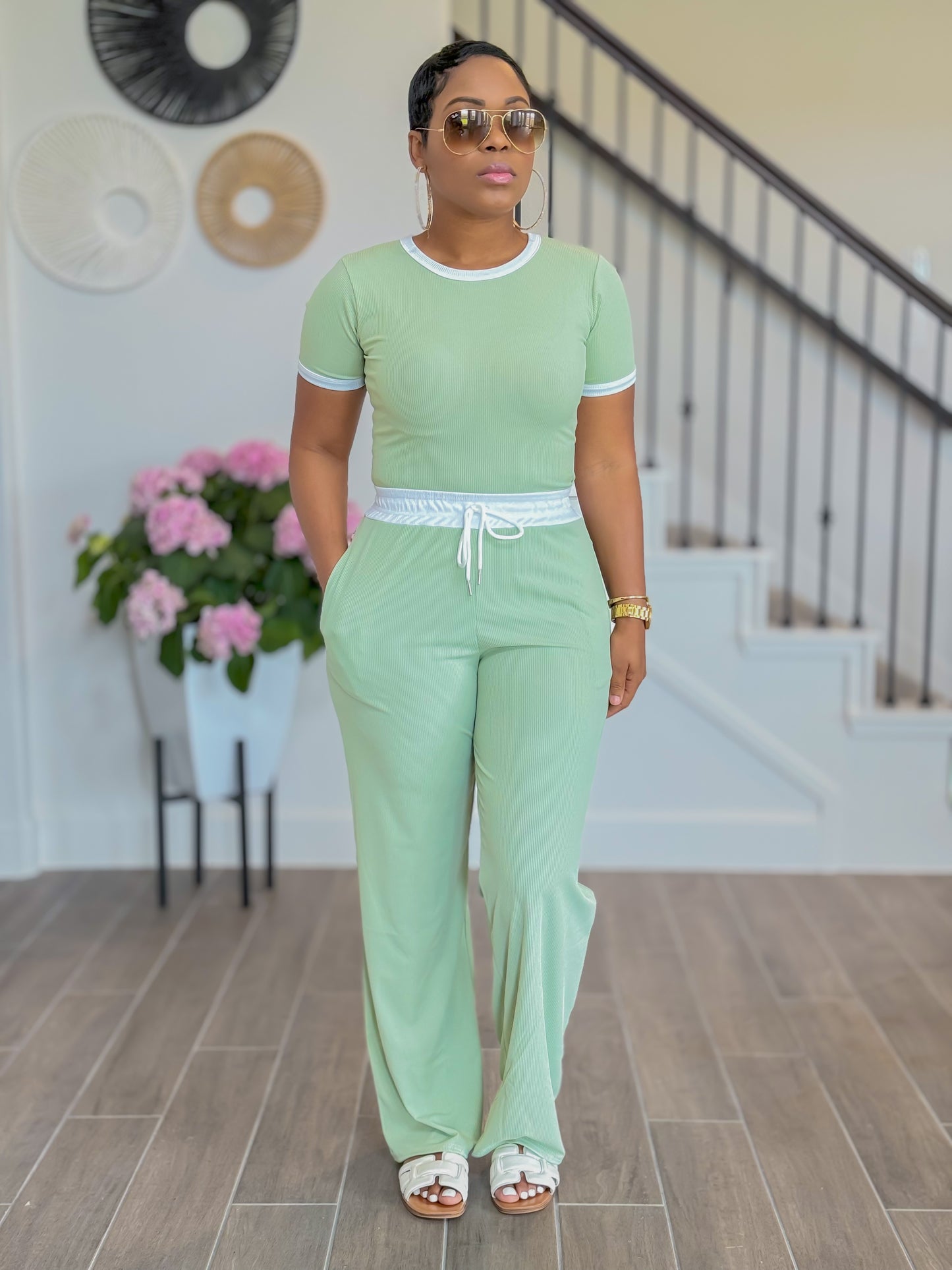 Color Block Pants set