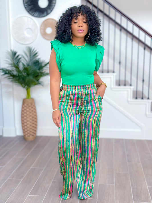 Summer SATIN WIDE LEG PANTS (only)