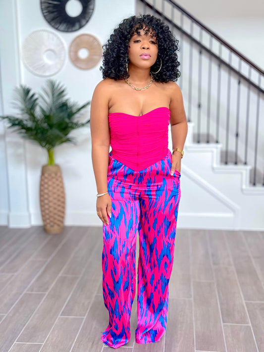 SATIN WIDE LEG PANTS