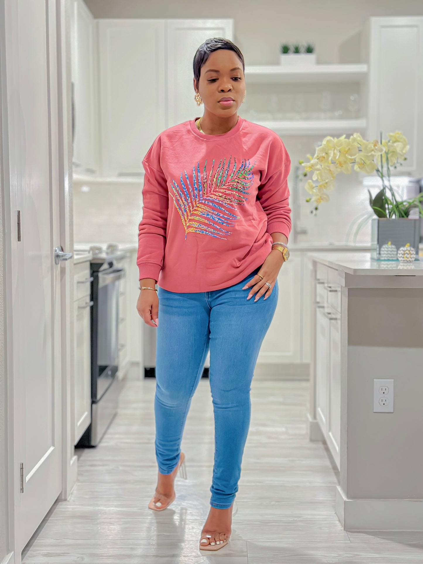 Colorful Sequins designs sweatshirt
