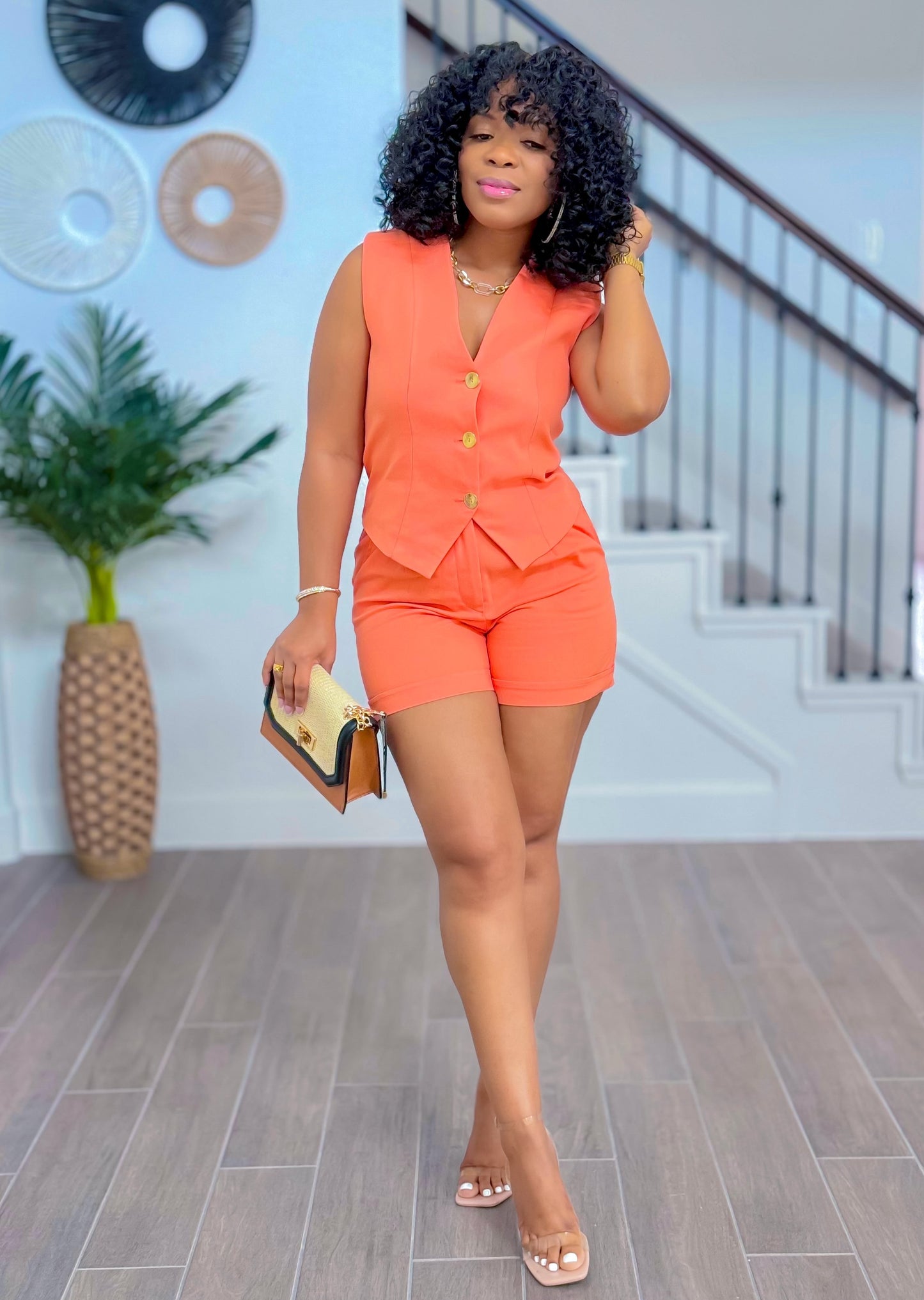 NICE GIRL VEST SHORTS SET