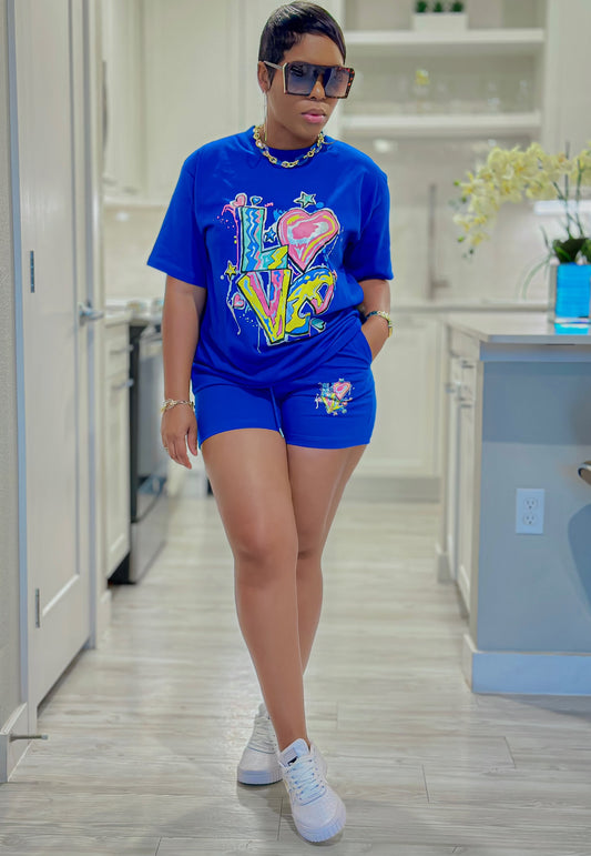 3D Love Shorts Set