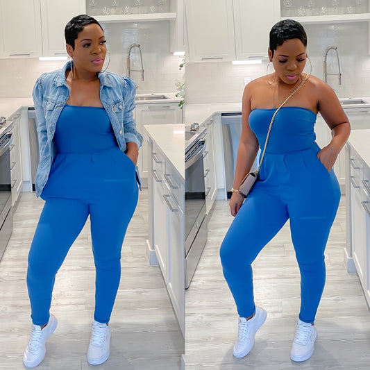 CUT OUT BACK TUBE TOP JUMPSUIT