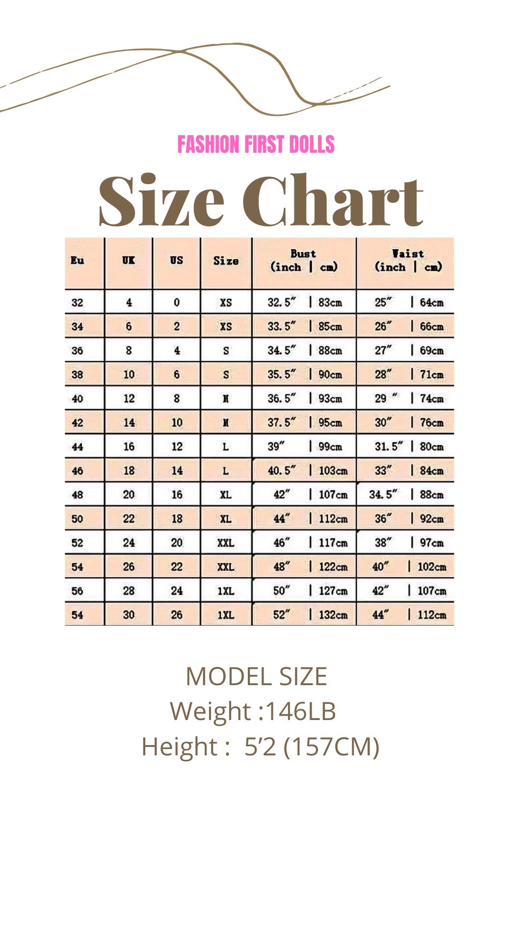 SIZE CHART – Fashion First Dolls