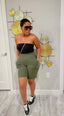 OLIVE HIGH WAISTED RELAXED SHORTS