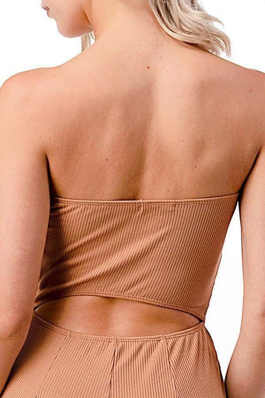 CUT OUT BACK TUBE TOP JUMPSUIT
